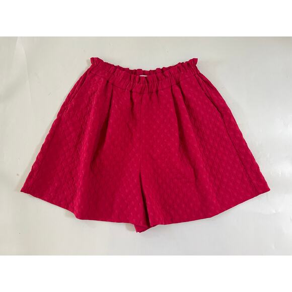 Merlette Smocked Waist Textured Shorts 4 inch Womens Medium Hot Pink Beach Artsy - Picture 1 of 15